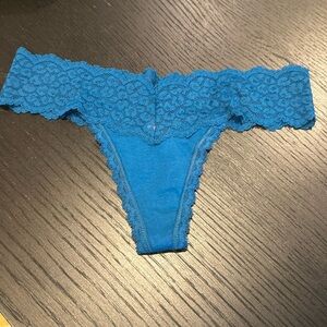 Victoria’s Secret deep teal lace thong. New with tag. Small.